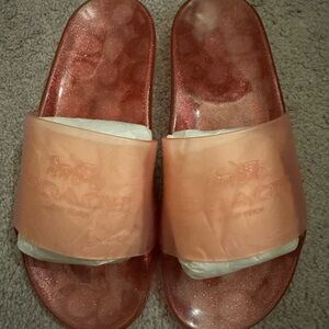 Coach Women's Shimmering Pink Slide Sandals